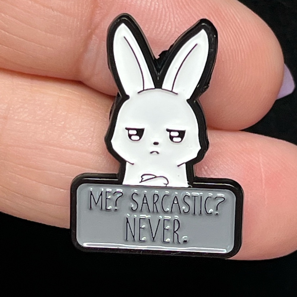 Evil bunny-sarcasm-Funny lapel pin -enamel NWOT